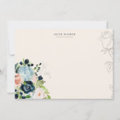 Midnight Blue Bloemen Blush Stationery Note Kaart Notitiekaartje (Voorkant)