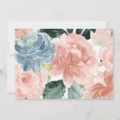 Midnight Blue Bloemen Blush Stationery Note Kaart Notitiekaartje (Achterkant)
