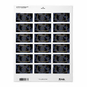 Midnight Blue Bloemen Patroon met Gouden Accenten Etiket (Full Sheet)