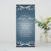 Midnight Blue Bloemen Posh Huwelijksprogramma Programmakaart (Staand voorkant)