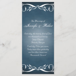 Midnight Blue Bloemen Posh Huwelijksprogramma Programmakaart