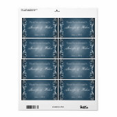 Midnight Blue Bloemen Posh Water Fles Label (Full Sheet)