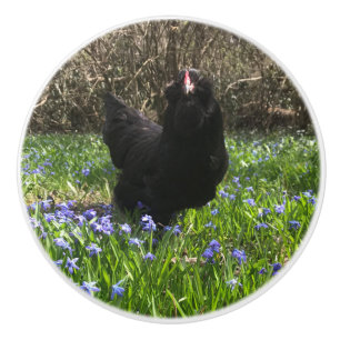 Midnight blue bloemen tail left knobbelkip keramische knop