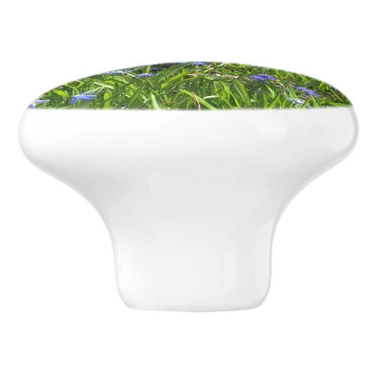 Midnight blue bloemen tail left knobbelkip keramische knop (Zijkant)