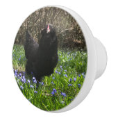 Midnight blue bloemen tail left knobbelkip keramische knop (Rechts)