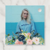 Midnight Blue Blush Bloemen Afstuderen Bedankjes Labels (Achterkant)