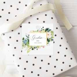 Midnight Blue Blush Bloemen Afstuderen Bedankjes Labels