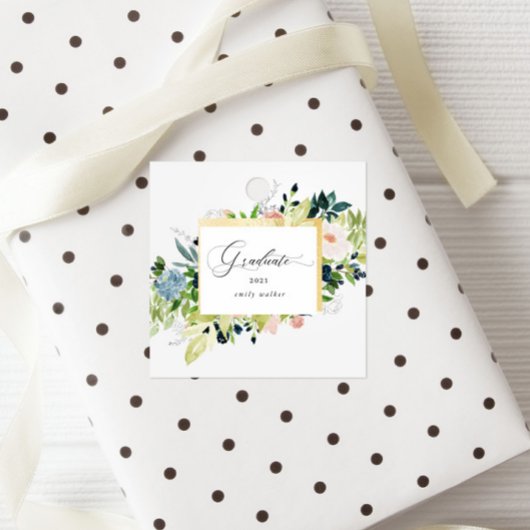 Midnight Blue Blush Bloemen Afstuderen Bedankjes Labels