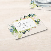 Midnight Blue Blush Bloemen Afstuderen Kartonnen Onderzetters (Schuin)