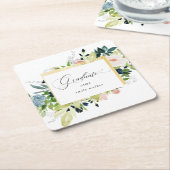 Midnight Blue Blush Bloemen Afstuderen Kartonnen Onderzetters (Schuin)