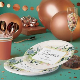 Midnight Blue Blush Bloemen Afstuderen Papier Bord