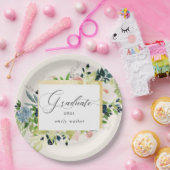 Midnight Blue Blush Bloemen Afstuderen Papier Bord (Feest)