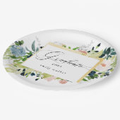 Midnight Blue Blush Bloemen Afstuderen Papieren Bordje (Gekanteld)