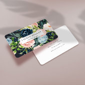 Midnight Blue Blush Bloemen Elegant Visitekaartje