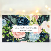 Midnight Blue Blush Bloemen Elegant Visitekaartje