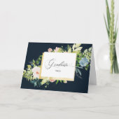 Midnight Blue Blush Bloemen Foto Gevouwen Afstuder Kaart (Voorkant)