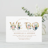 Midnight Blue Blush Bloemen We Do Wedding Kaart (Staand voorkant)