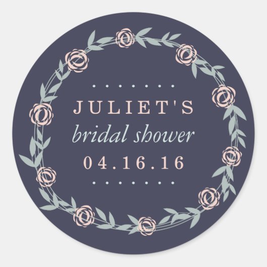 Midnight Blue, Blush en Sage Vrijgezellenfeest Fav Ronde Sticker (Voorkant)