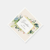 Midnight Blue Blush Floral Afstuderen Kaart servet (Hoek)