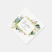 Midnight Blue Blush Floral Afstuderen Kaart Servet (Hoek)