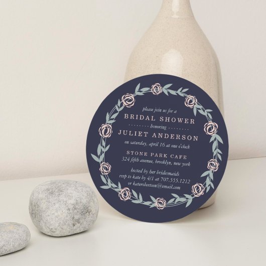 Midnight Blue, Blush Pink and Sage Vrijgezellenfee Kaart