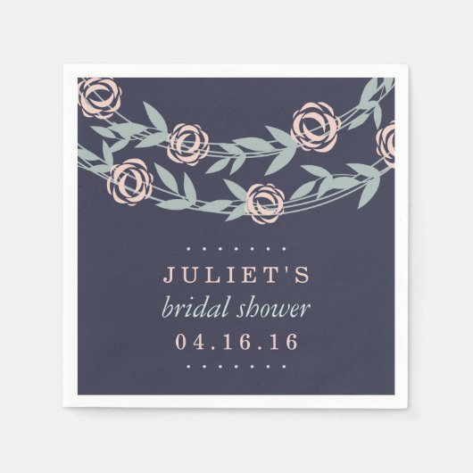 Midnight Blue, Blush Pink and Sage Vrijgezellenfee Servetten (Voorkant)