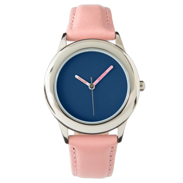 Midnight Blue & Blush Pink Custom Horloge (Voorkant)