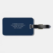 Midnight Blue Botanical Floral Bagagelabel (Achterkant horizontaal)