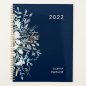 Midnight Blue Botanical Floral Planner (Voorkant)