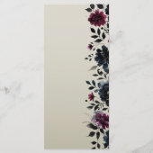 Midnight Blue Bourgogne Inky Floral Almond Menu (Achterkant)