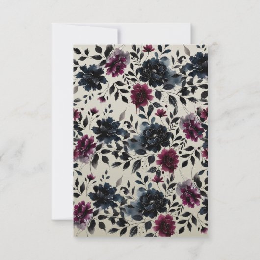 Midnight Blue Bourgogne Inky Floral Almond RSVP