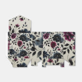 Midnight Blue Bourgogne Inky Floral Amandelbruilof Bedankdoosjes (Uitgevouwen)