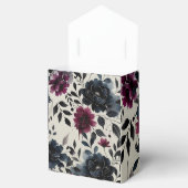 Midnight Blue Bourgogne Inky Floral Amandelbruilof Bedankdoosjes (Geopend)