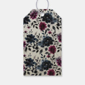 Midnight Blue Bourgogne Inky Floral Amandelbruilof Cadeaulabel (Achterkant)