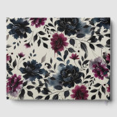 Midnight Blue Bourgogne Inky Floral Amandelbruilof Gastenboek (Achterkant)