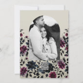 Midnight Blue Bourgogne Inky Floral Amandelbruilof Kaart (Achterkant)