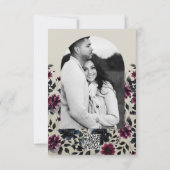 Midnight Blue Bourgogne Inky Floral Amandelbruilof Kaart (Achterkant)