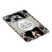 Midnight Blue Bourgogne Inky Floral Amandelbruilof Magneet (Rechterzijde)