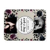 Midnight Blue Bourgogne Inky Floral Amandelbruilof Magneet (Horizontaal)