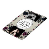 Midnight Blue Bourgogne Inky Floral Amandelbruilof Magneet (Linkerzijde)