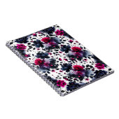 Midnight Blue Bourgogne Inky Floral Amandelbruilof Notitieboek (Rechterzijde)