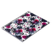 Midnight Blue Bourgogne Inky Floral Amandelbruilof Notitieboek (Linkerzijde)