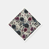 Midnight Blue Bourgogne Inky Floral Amandelbruilof Servet (Hoek)