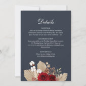 Midnight Blue Bourgogne Rozen Bruiloft Details Kaa Kaart (Voorkant)