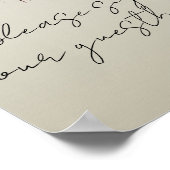 Midnight Blue Bourgondië Inky Floral Guestbook Sig Poster (Hoek)