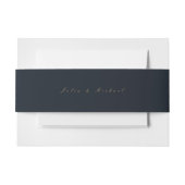 Midnight Blue Calligraphy Wedding Belly Band Uitnodigingen Wikkel (Voorkant Voorbeeld)