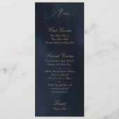 Midnight Blue Calligraphy Wedding Menu Kaart (Voorkant)