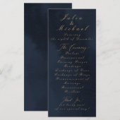 Midnight Blue Calligraphy Wedding Program Kaart (Voorkant / Achterkant)
