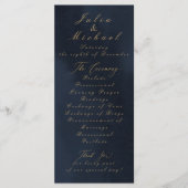 Midnight Blue Calligraphy Wedding Program Kaart (Voorkant)