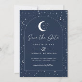 Midnight Blue Celestial Arched Bewaar de datum Save The Date (Voorkant)